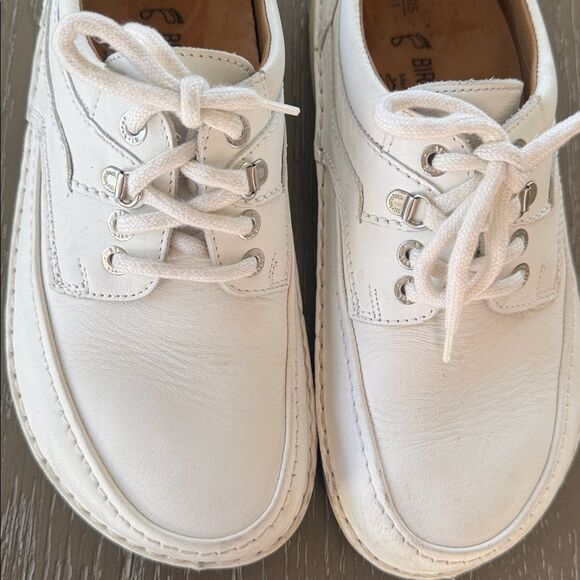 Birkenstock Classic White Leather Oxfords Lace Up Design Size M8 / L10 Germany - Picture 6 of 12